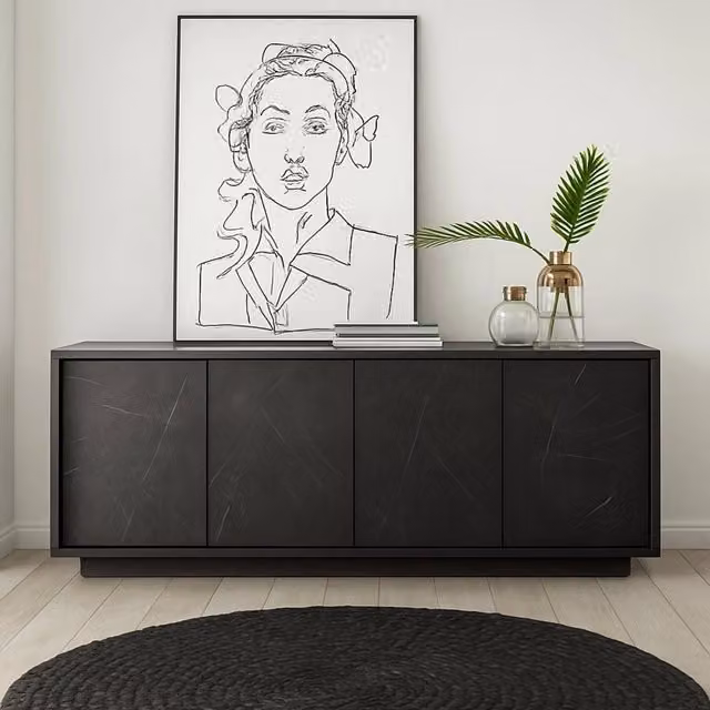 Credenza Nika DMORA, Buffet e Madia da Soggiorno o Cucina, Colore Ardesia, L 180 x P 43 x H 79 cm