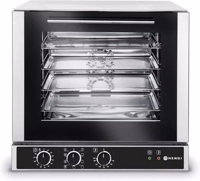Forno elettrico a convezione multifunzionale da incasso Hendi in acciaio inox e vetro color argento