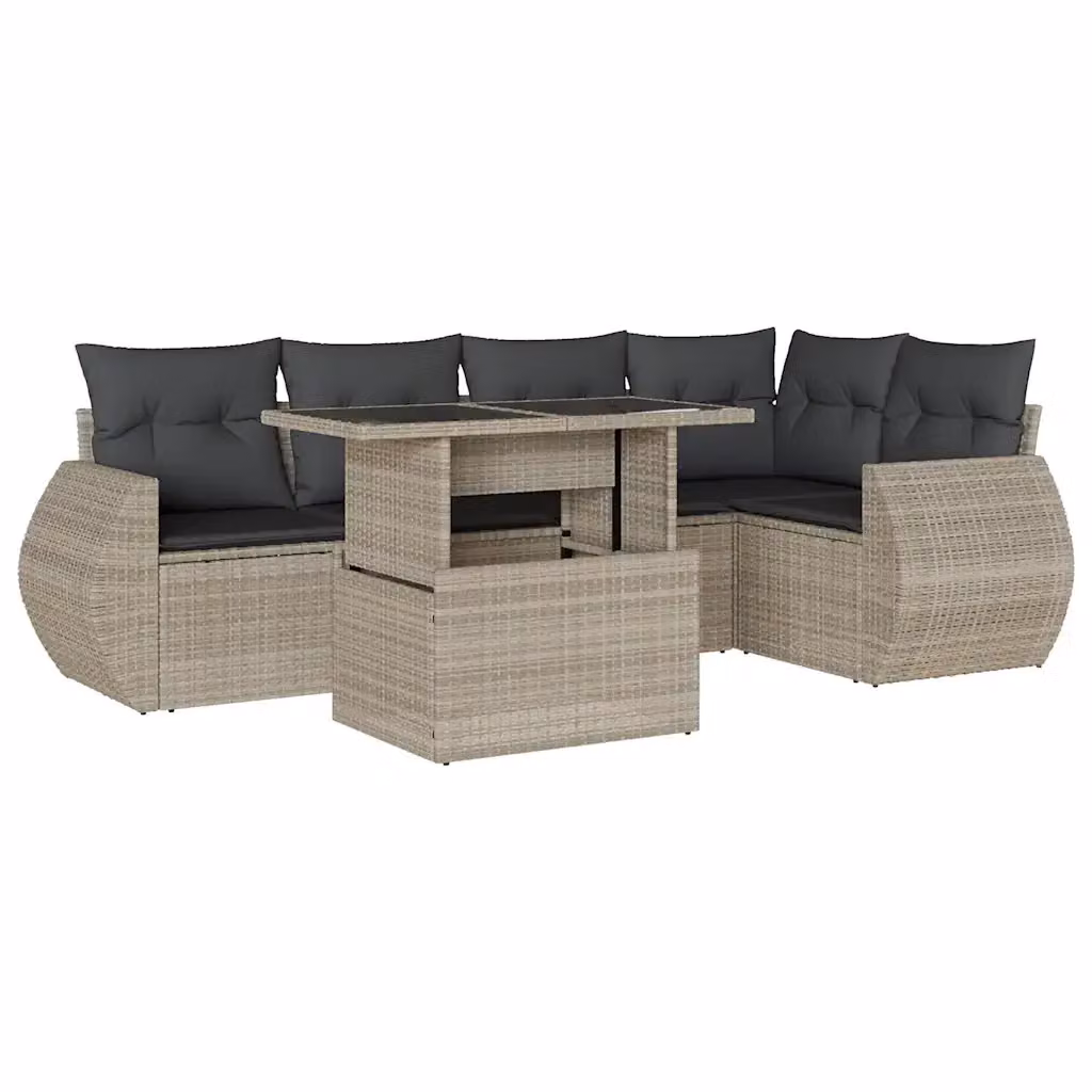 Set Divano da Giardino 6pz vidaXL in Polyrattan Grigio Antracite con Cuscini – 2