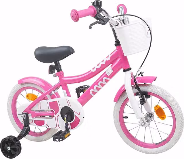 Bicicletta per bambini DESIGN IN rosa con componenti in metallo e gomma