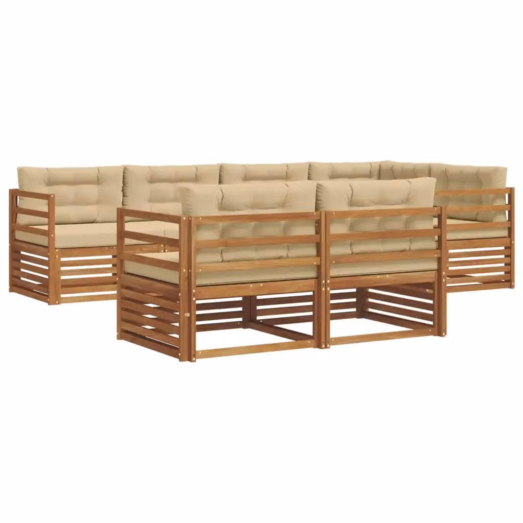 Set di divani da esterno a L vidaXL in legno di acacia con cuscini beige e naturale – 2