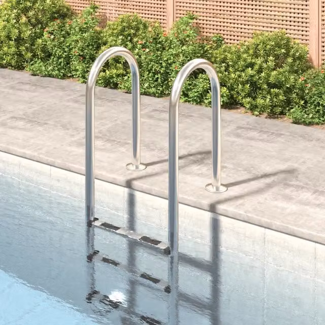 Scala per piscina vidaXL in acciaio inox e plastica, colore argento, H x L x P: 158 x 54 x 38 cm