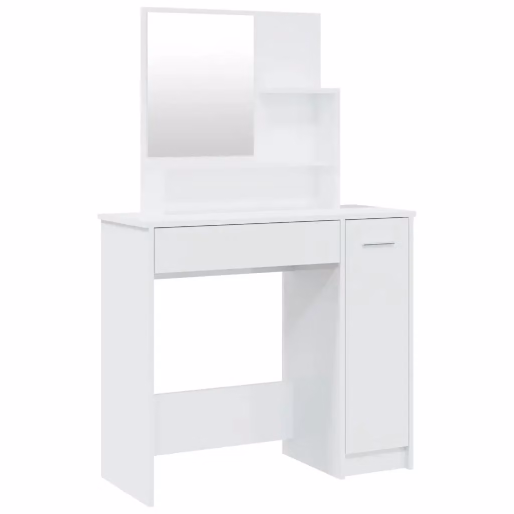 Toeletta con specchio moderna vidaXL in legno bianco lucido L: 86,5 cm, P: 35 cm, H: 136 cm – 2