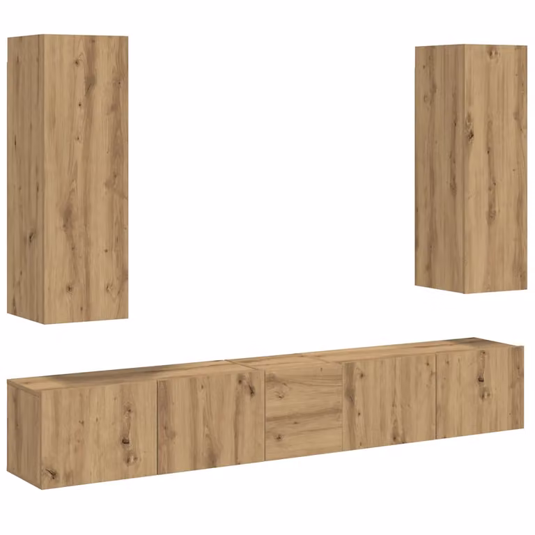 vidaXL Mobili TV a Parete 5 pz Rovere Artigianale in Legno Multistrato