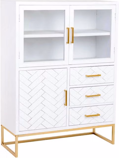 Vetrina con 3 ante e 3 cassetti, legno, 100x40x135h cm