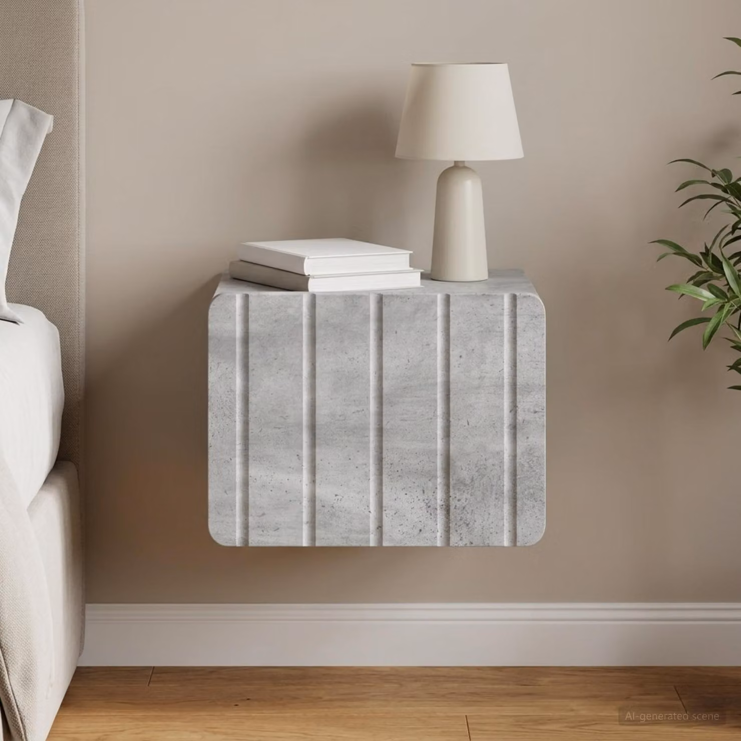 vidaXL Mobiletto da notte sospeso moderno Grigio Cemento L 33 cm x P 34,5 cm x H 24 cm