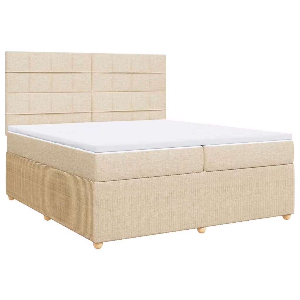 Giroletto a Molle con Materasso Crema 200x200 cm in Tessuto