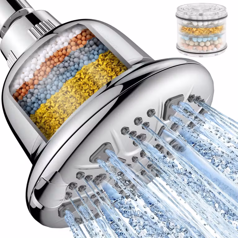 Doccia con 7 getti, cromata, con sistema anticalcare, per bagno