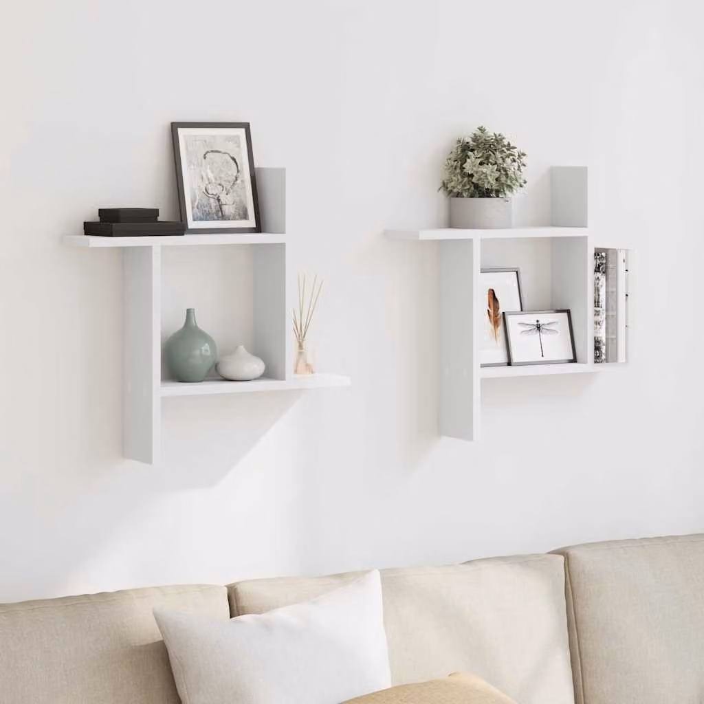 Set di 2 mensole a muro vidaXL bianche in MDF L 50 cm x P 12 cm x H 50 cm