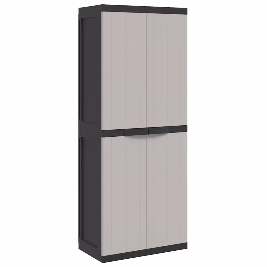 Armadio da esterno vidaXL in plastica grigio e nero con ripiani interni e serratura L/P/H: 65 x 37 x 165 cm – 2