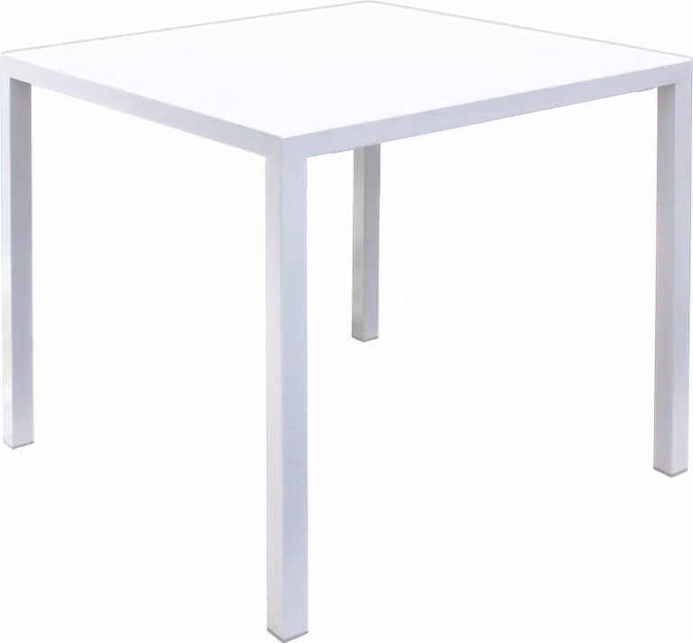 Milani Home - tavolo da esterno autolivellante 80 x 80 x 74 cm, bianco, acciaio
