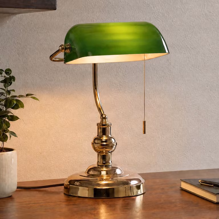 Lampada da scrivania Milenka Lindby, Ottone / Oro, Soggiorno / Sala da pranzo, Metallo, Antico, Lampada da tavolo