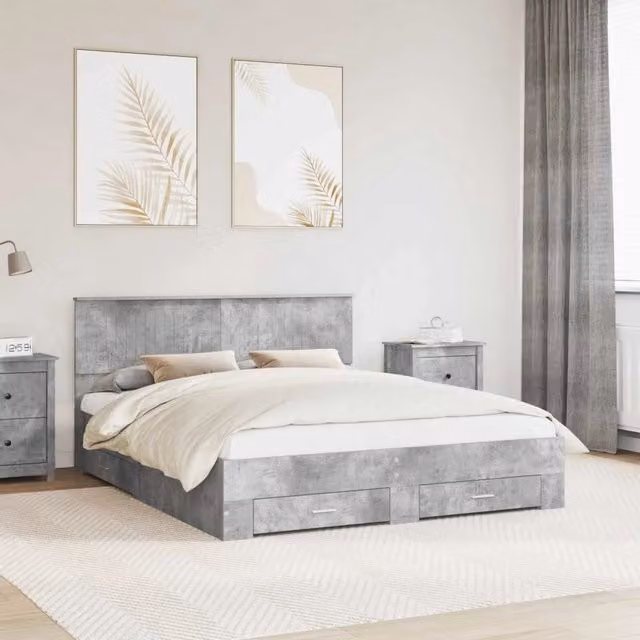 Struttura del letto con cassetto Grigio Cemento 160 x 200 cm 3410873