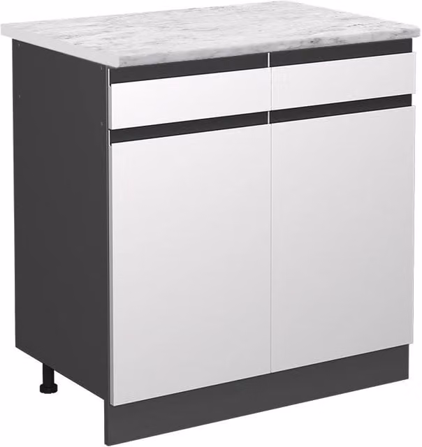 Mobiletto base per cucina R-Line Bianco/Antracite 80 cm J-Shape PL Marmo Vicco