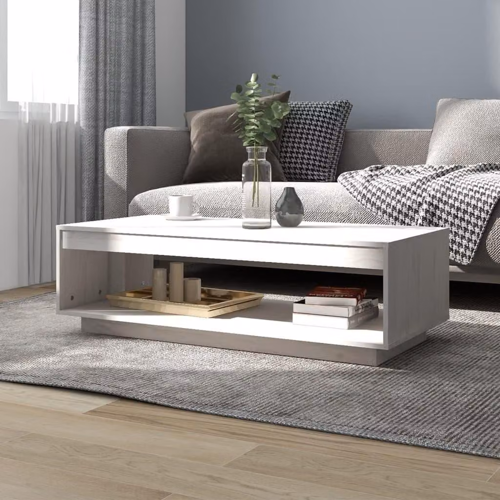 Maison Exclusive - Tavolino bianco 110x50x33,5 cm in legno massello di pino