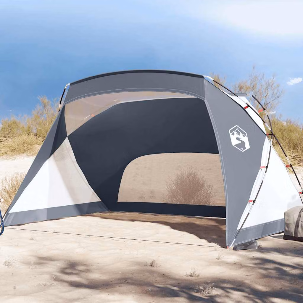 vidaXL Tenda da Spiaggia Grigia in Poliestere 185T L: 274 cm, P: 178 cm, H: 170/148 cm