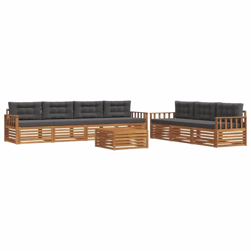 Set di divani da esterno vidaXL a forma di U in legno di acacia con cuscini, beige e antracite – 2