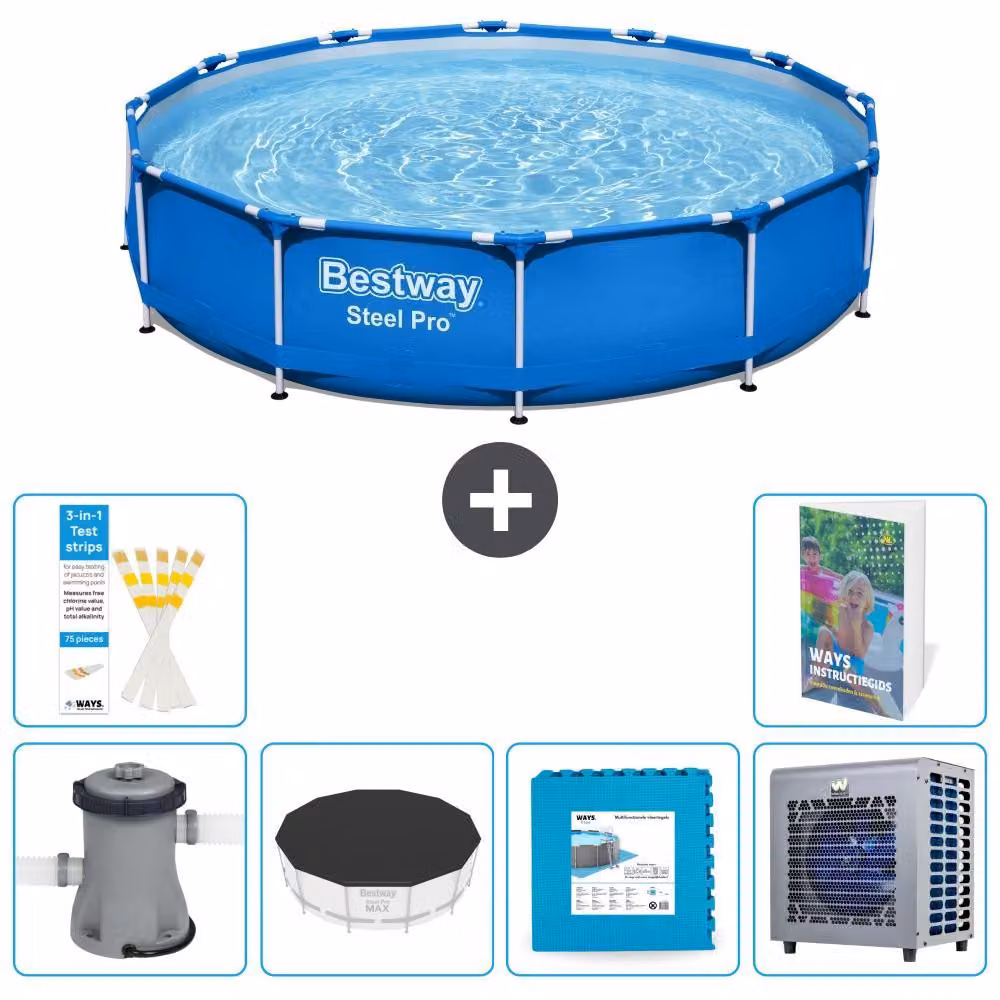 Piscina gonfiabile Bestway Steel Pro, rotonda, dimensioni 366x76 cm, composta da 5 parti, modello S290
