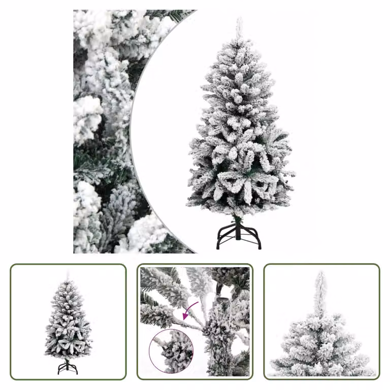 The Living Store Albero di Natale Artificiale Pieghevole Coperto di Neve 150 cm