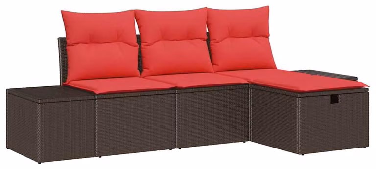 Set Divano da Giardino con cuscino 4 pcs polyrattan