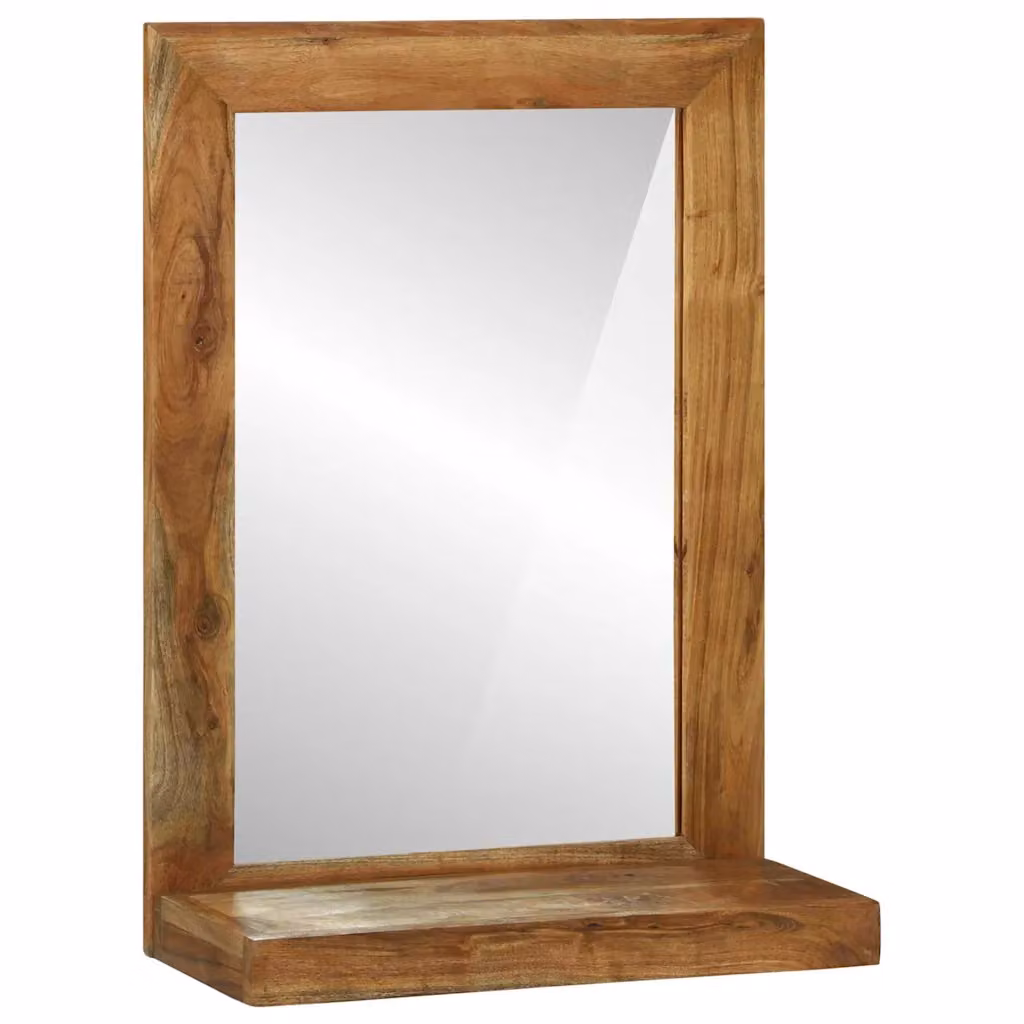 Specchio da bagno rettangolare rustico vidaXL in legno di acacia massello marrone L: 70,0 cm, H: 50,0 cm, P: 22,0 cm