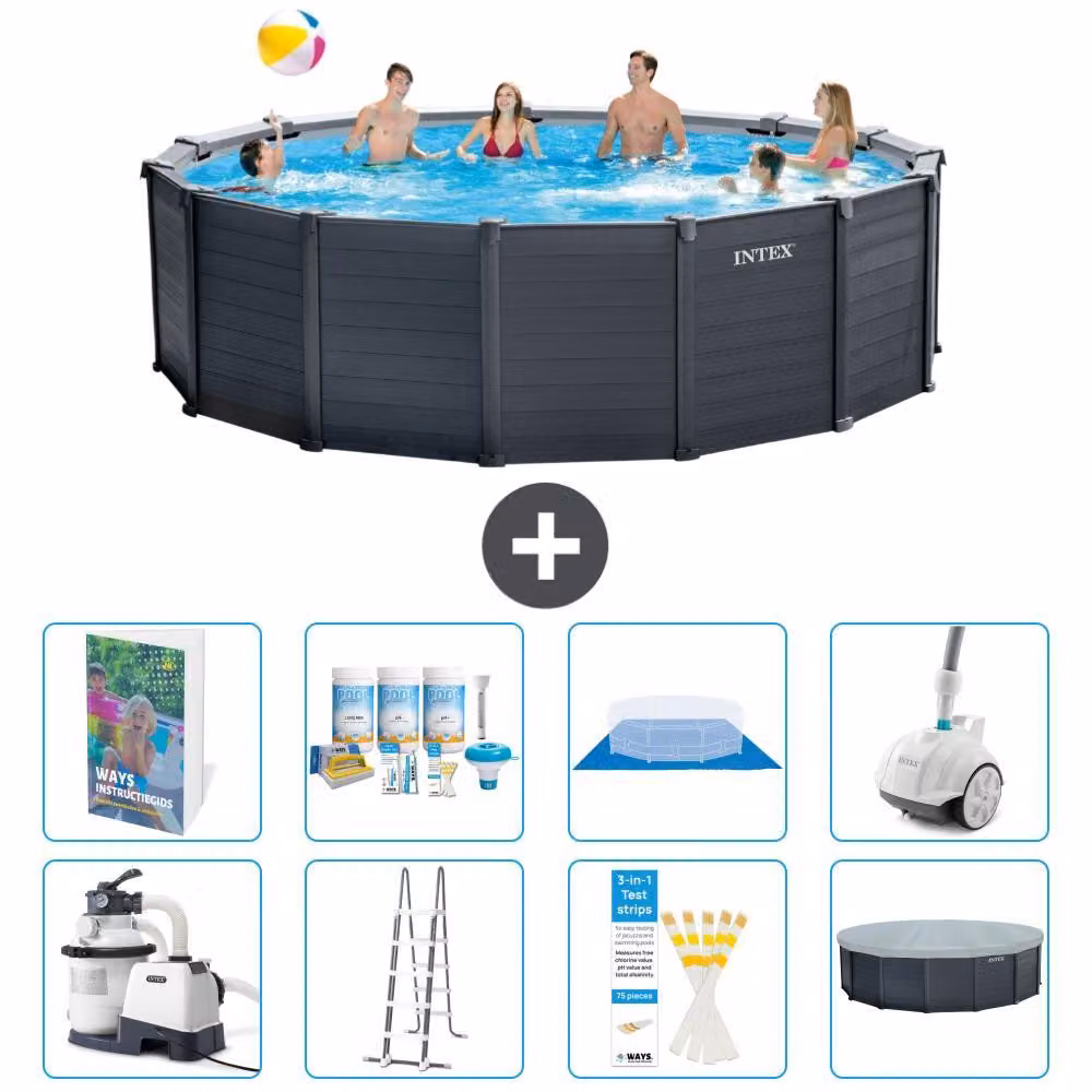 Pannello per piscina in grafite, modello Rund - 478x124 cm - composto da 7 elementi, codice S658