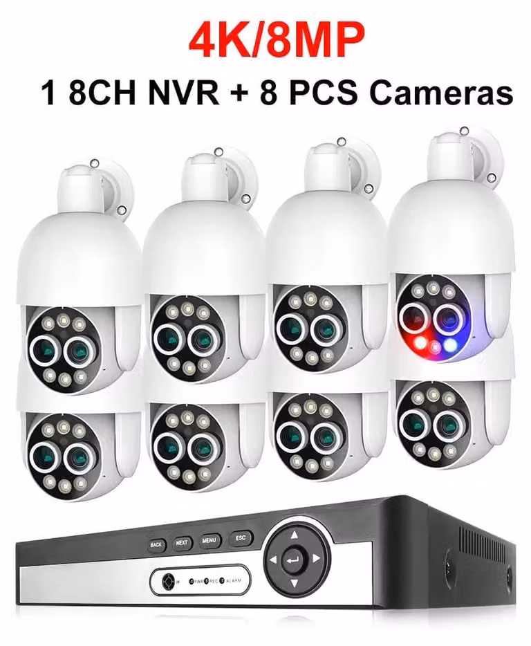 Kit di telecamere di sicurezza a 8 canali – Ultra HD 8MP – Rilevamento AI e funzione PTZ