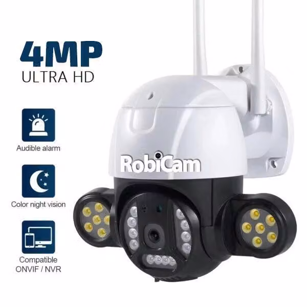 Telecamera da esterno, NEW 496, iCsee, 4MP, Ultra HD, Waterproof 360, visione notturna a colori, audio bidirezionale, tracciamento automatico delle pe
