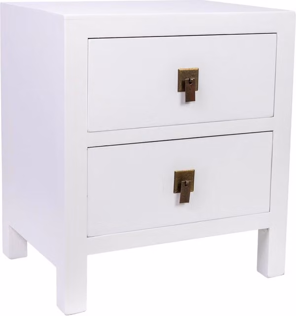 Comodino Wanderlust Deco in legno e metallo bianco con 2 cassetti L: 45 cm, P: 34 cm, H: 50,5 cm