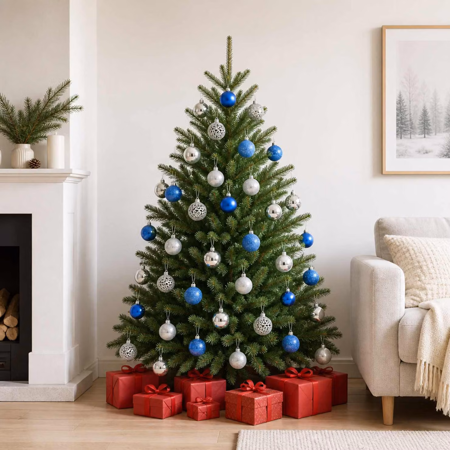 vidaXL Palline di Natale 100 pz Blu e Argento 3 / 4 / 6 cm