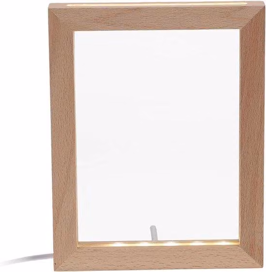 Cornice digitale LED 3D in legno con USB, ricaricabile, luce notturna