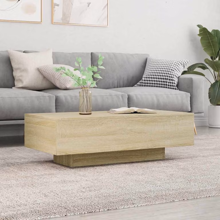 Tavolino vidaXL in legno multistrato color rovere sonoma, L: 100 cm, P: 49,5 cm, H: 31 cm