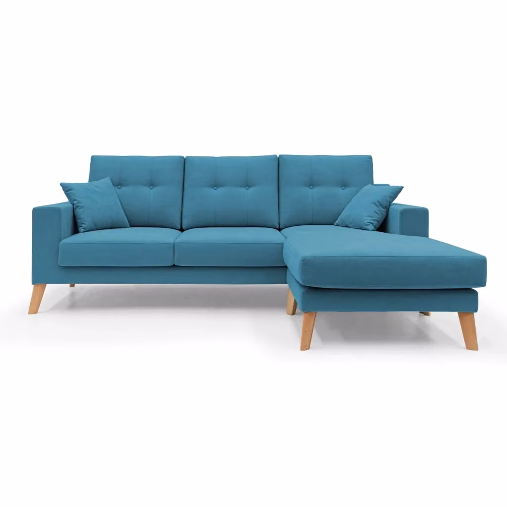 Divano angolare reversibile Danish in tessuto azzurro Divani.Store L/P/H: 237 cm – 2