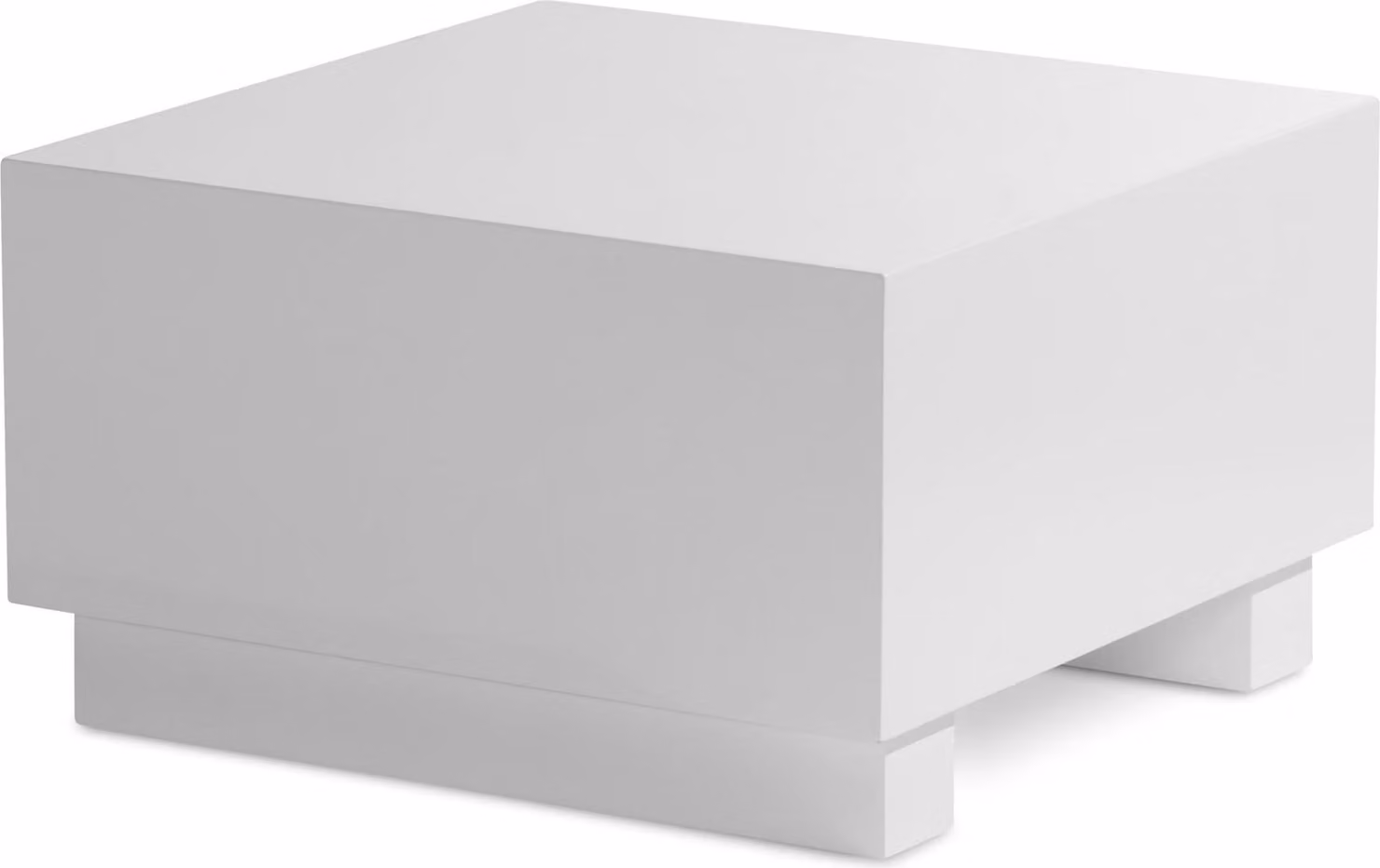 Tavolino monoblocco 60x60x35 cm bianco lucido, tavolo da soggiorno cubo quadrato, tavolo pieghevole di design, tavolino da salotto a forma di cubo | Wohnling