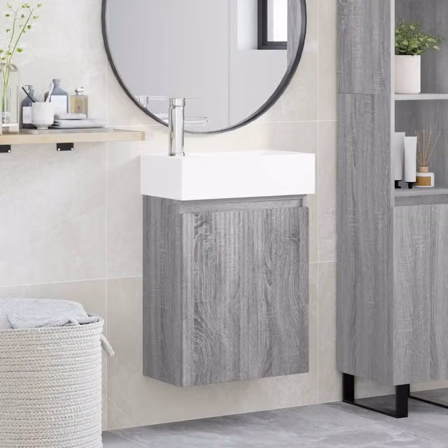 Mobile bagno sospeso vidaXL Sonoma grigio e bianco L: 45,5 cm, P: 22,5 cm, H: 84 cm