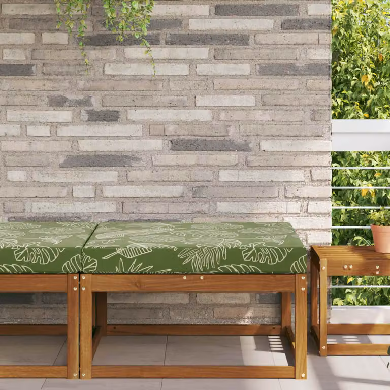 Cuscino da divano da esterno vidaXL con design floreale verde, forma quadrata e rivestimento rimovibile in poliestere, L/P/H: 80 x 80 x 80 cm