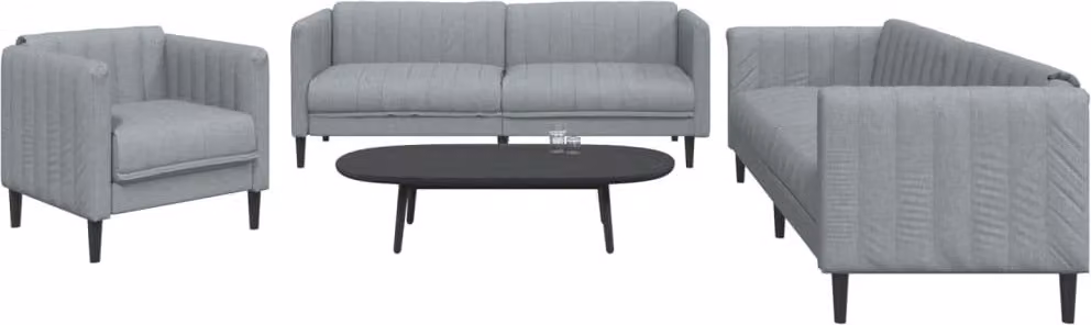 Maison Exclusive - Set divano 3 pezzi in tessuto grigio chiaro