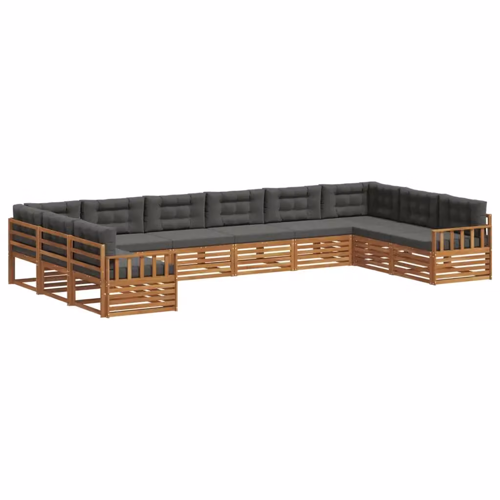 Set di divani da giardino a forma di L vidaXL in legno di acacia massello con cuscini beige e antracite – 2