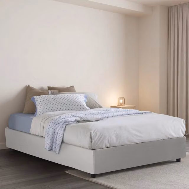 Americas, Letto Piazza e Mezza Contenitore Made in Italy, Bianco