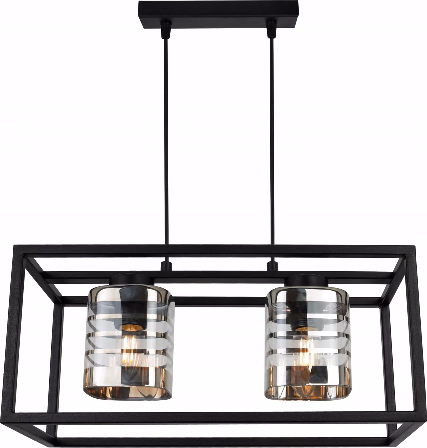 Helix Cage lampada a sospensione - lampada da soffitto per soggiorno, camera da letto e sala da pranzo - lampada a sospensione in metallo e vetro - E27 - 2 lampadine