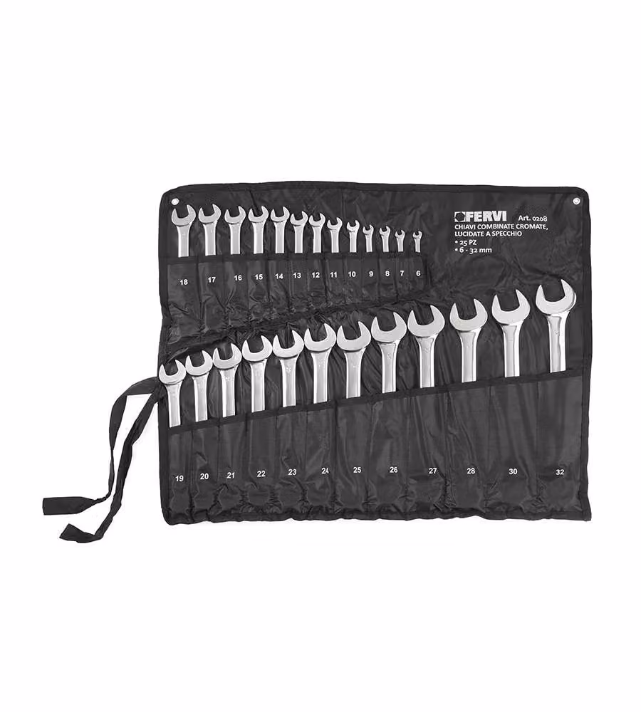 Fervi Set Chiavi Combinazione Cromate 25 Pezzi Lunghe Specchio 6-32 mm
