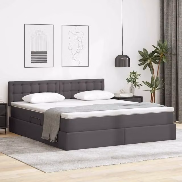 Letto con contenitore e materasso Grigio 160 x 200 cm 3370403