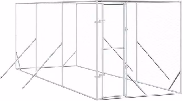Cuccia per cani da esterno in metallo argentato e bianco DESIGN IN, resistente alle intemperie, L/P/H: 2 x 6 x 2 m