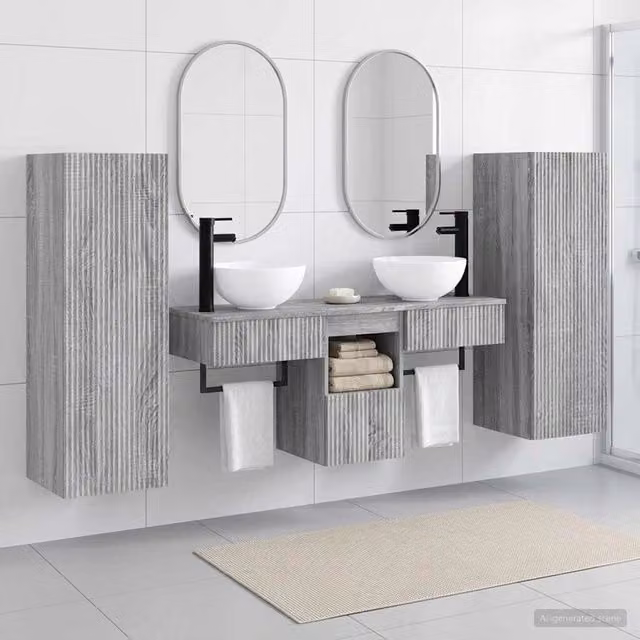 Set di mobili per il bagno 5 pz Sonoma grigio 3405969