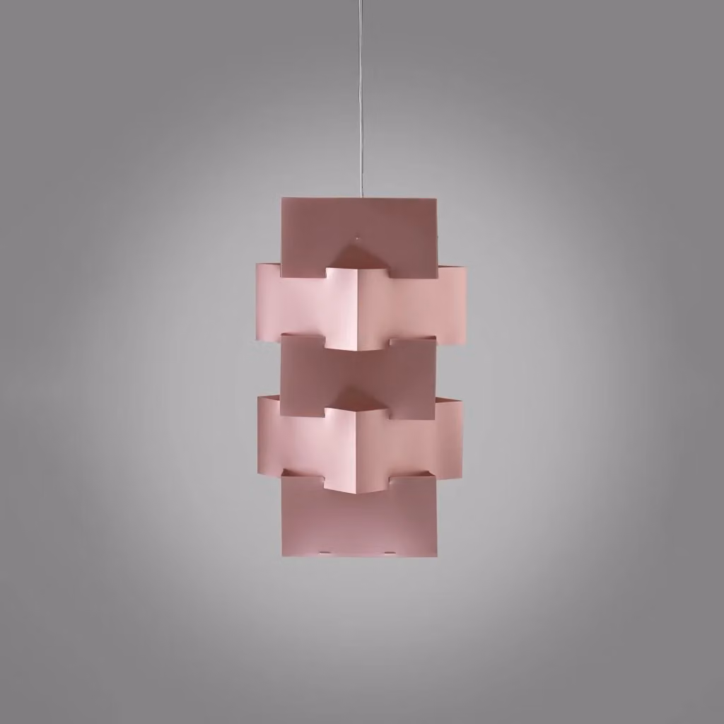 Lampada a sospensione moderna Building Polilux Linea Zero colore pink in metallo e plastica con 1 luce E27, H: 60 cm – 2