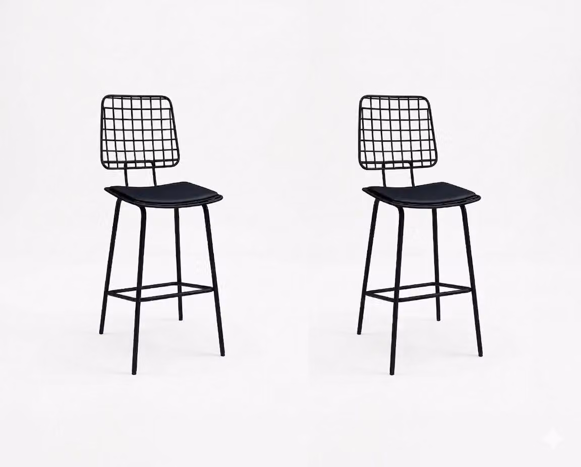 Set di 2 sgabelli da bar, design moderno, pratici, eleganti e confortevoli, colore nero