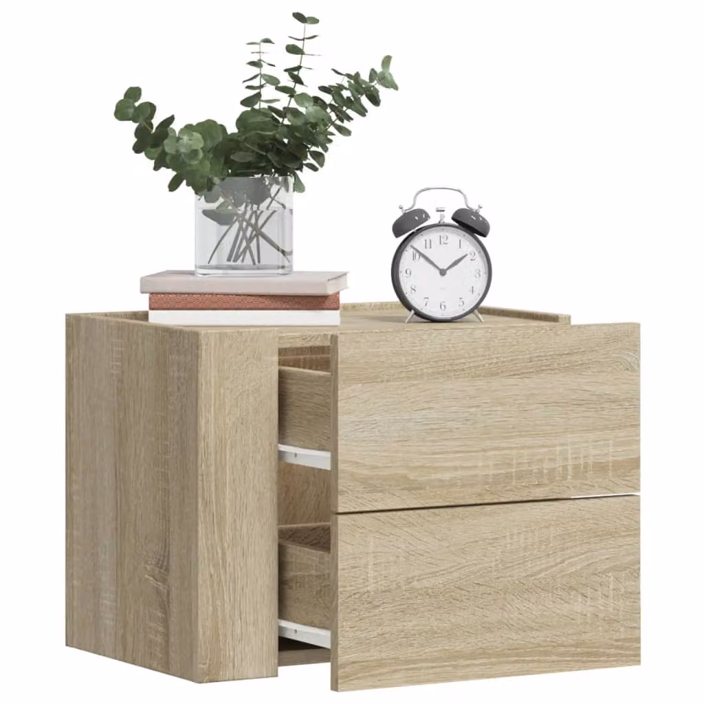 Comodino a muro vidaXL in legno Rovere Sonoma, L 45 cm x P 30 cm x H 35 cm