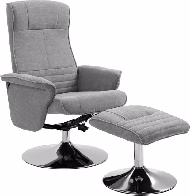Poltrona Relax Girevole con Poggiapiedi e Schienale Regolabile ¨C Zephmum ¨C Grigio 69x71x104 cm