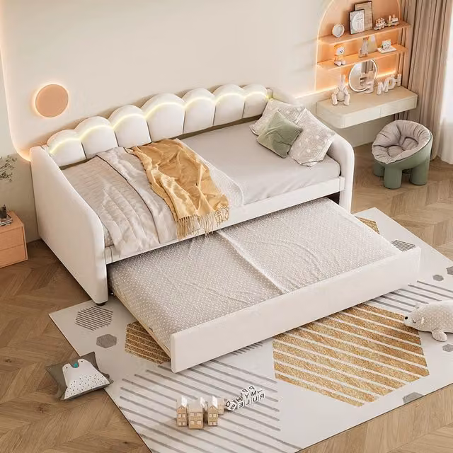 Letto a scomparsa 90x200 cm - Xylo - LED integrato beige
