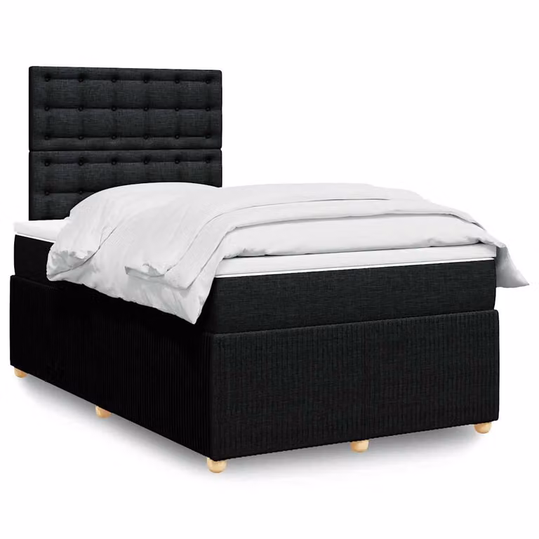 vidaXL Giroletto a Molle con Materasso Ibrido in Tessuto Nero, L/P/H: 120 x 200 cm
